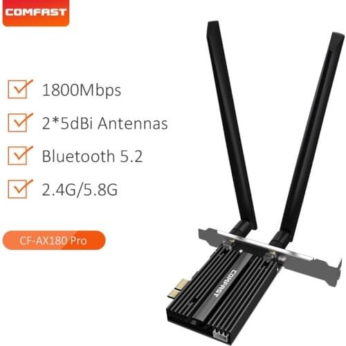 COMFAST 3000Mbps High Speed Wifi6 PCIE Adapter Bluetooth 5.1Intel AX200 802.11AX 2.4G/5G Wifi Antenna Wireless PCIe Card