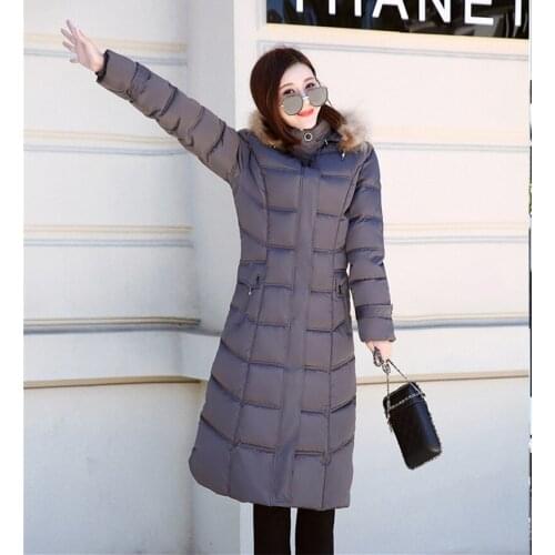 Mujer Parkas Winter Jacket Women Artificial Fur Collar Coats Hooded Womens Parka Long Woman Coat Casaco Feminino WXF456 's