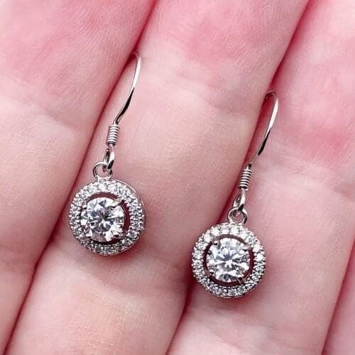Real Moissanite Drop Dangle Earrings 0.5ct Total 1ct Lab Diamonds for Women 18K White Gold Plated 925 Sterling Silver
