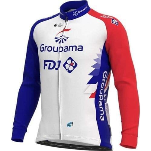 WINTER FLEECE THERMAL 2021 GROUPAMA FDJ PRO TEAM BLUE ONLY LONG SLEEVE CYCLING JERSEY CYCLING WEAR ROPA CICLISMO SIZE XS-4XL