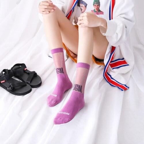 1 pair of spring and summer new socks ladies in gold and silver womens socks