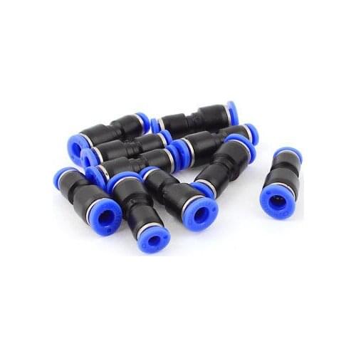 10pcs 1/4" to 1/8" Tube OD 2 Way Straight Push In Pneumatic Quick Fittings