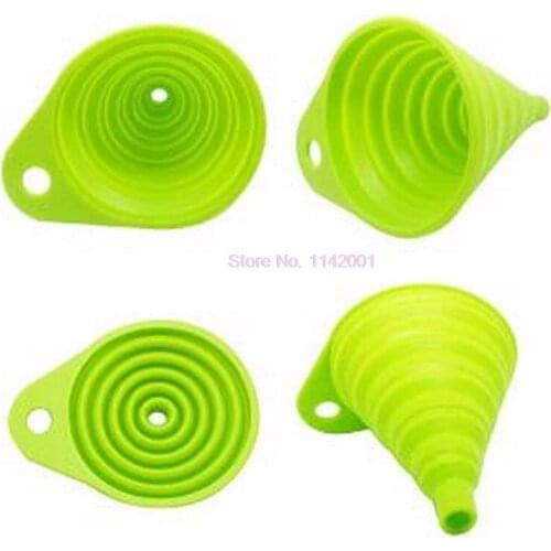 200set 4pcs Mini Silicone Gel Foldable Collapsible Style Funnel Hopper Practical Kitchen Tool
