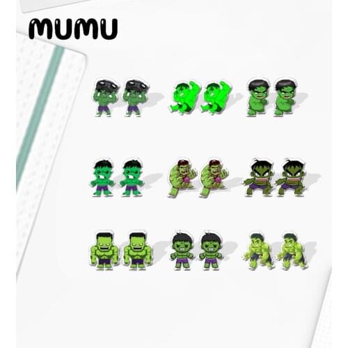 2021 New Hulk Stud Earring Superhero Epoxy Jewelry Resin Acrylic Earrings Handmade Gifts Fan