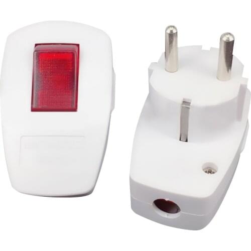 250V 10A EU CEE 7/7 Standard Adapter Receptaclee wireable Power Plug Wih Power Swtich