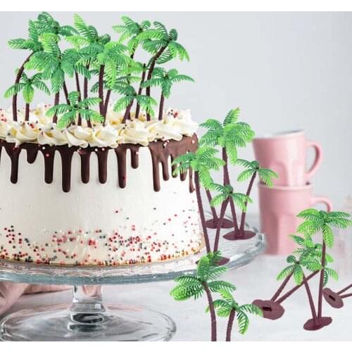 5pcs/lot Coconut Tree Cake Topper Decorating Birthday Wedding Party Cake Decorat Kids Supplies High Quality Fake Plant Bonsai