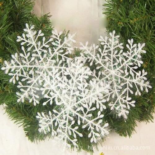 6pcs Christmas Tree Decoration Snowflakes 6cm White Plastic Artificial Snow Christmas Decor Home New Year Party Decor