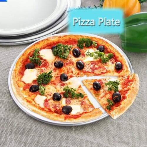 Non-stick Pizza Baking Pan Aluminum Pizza Stone Round Dish Plate Pizza Tray Mold Kitchen Baking Tool Bakewe 1pcs 6/8/9/10/12inch
