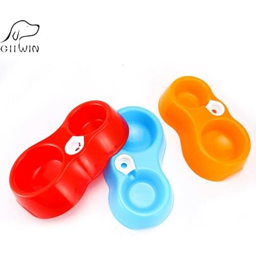 Automatic Dog Bowls Cats Pets Dogs Dual Port Water Dispenser Feeding Bowls For Dog Cat Durable Drink Food Dual Port Bowls ZX0034