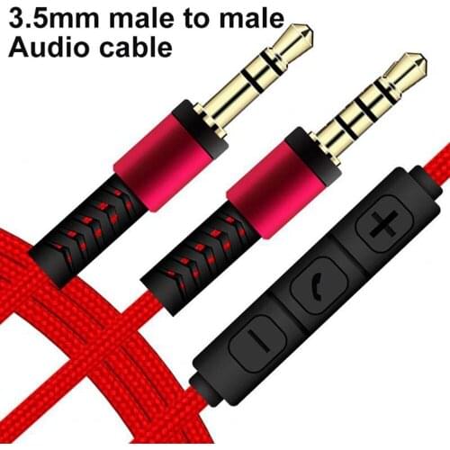 Car Audio Cable 1.2m 3.5mm to 3.5mm Jack Plug Male to Male with Mic to volume control Aux Cable for iphone Headphone speaker