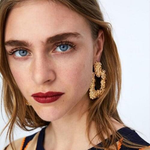 Big Vintage Earrings for women gold color Geometric statement earring 2019 metal earing Hanging fashion jewelry trend
