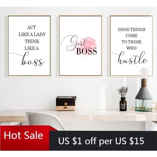 Boss Lady Print Girl Boss Sign Quote Typography Poster Women Office Wall Art Decor Canvas Painting Pictures Gift Room Decor