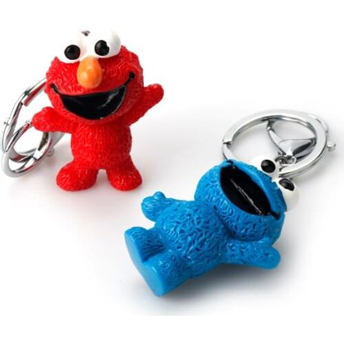 Cartoon Anime Sesame Street PVC Figure Keychain Cookie Monster Doll Toys Pendant Key Chain For Children Kid Gift Cartoon Keyring