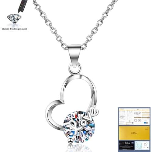 925 Silver Square Pendant Moissanite Necklace Excellent Cut D Color 2.0 ct Moissanite Chain Necklaces for Women Gift