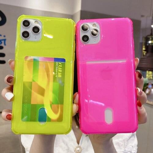 Card Slot Holder Transparent Phone Case for iPhone 11 12 Pro XR Xs Max X 7 8 Plus SE 2020 Shockproof Soft Clear Bumper Cover