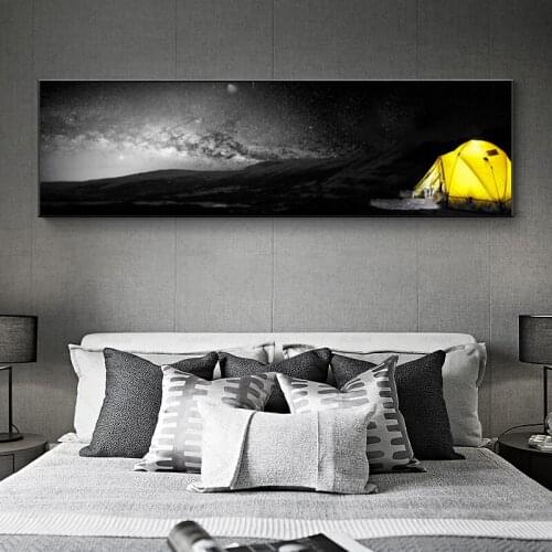 Black And Yellow Retro Poster Mountain Tent Oil Painting Print Canvas Painting For Home Decoration Wall Art Painting