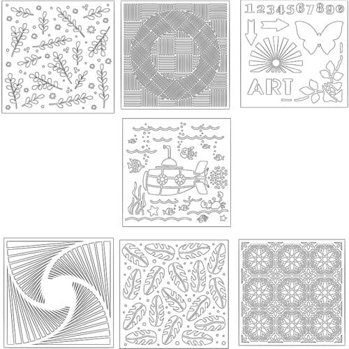Numbers Leaves Feathers Mandala Flowers Rotate Shape Plastic Stencil for DIY Scrapbooking Embossing Paper Cards Crafts Templates