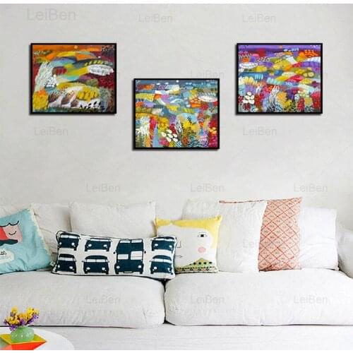 Color Graffiti Landscape Canvas Painting Nordic Abstract Art Posters Interior Design Home and Living Room Decoration Pictures