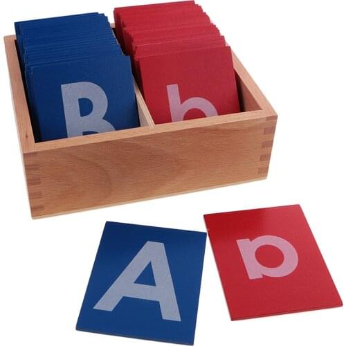 Wooden Montessori Sandpaper Alphabets Card Letter A-Z a-z Kids Learning Toys