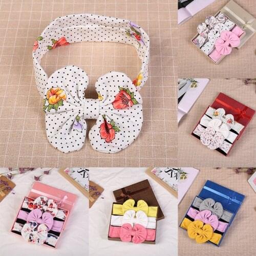 3pcs/set of baby girl floral bowknot baby headband dot bowknot headband cotton children headband girl hair accessories
