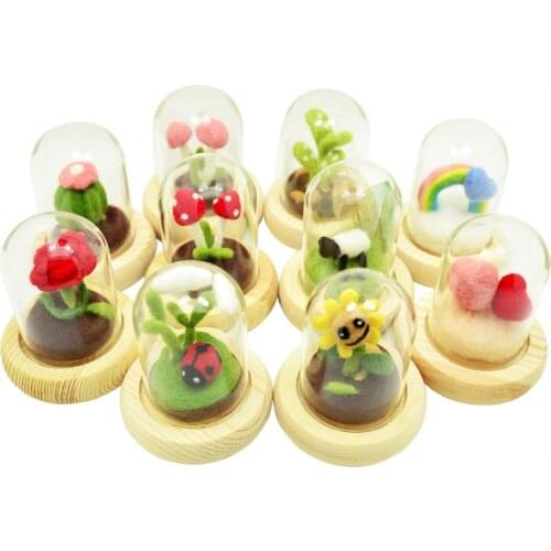 DIY Floating Bottle Wool Felt Poking Craft Toy Adult Children Woolen Arts Flower Glass cover decoration Handicraft Material Gift