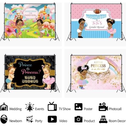 Newborn Baby Gender Reveal Photography Backgrounds Girl or Boy Surprise Party Backdrops Table Decor Banner Posters Booth