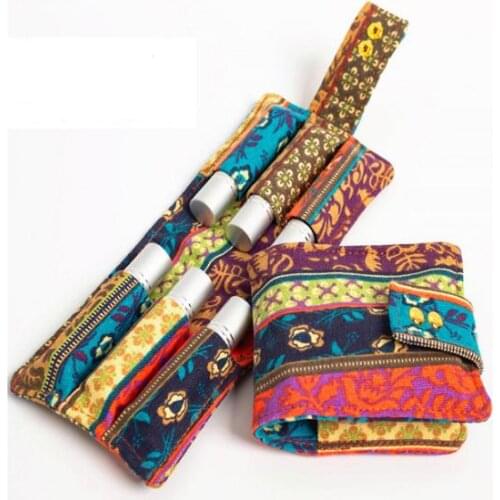 Canvas Storage Bag 6 Grids Storage Case for 10ML Essential Oil Rolling Bottle Travel Portable Carrying Holder SN3080