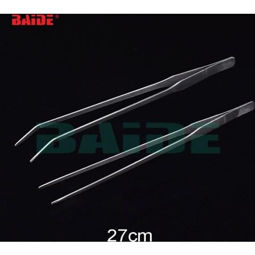 Stainless Steel 27CM Curved Long Straight Curve Tweezers for Fish Tank Aquarium Plant Shrimp Reef Tank 100pcs/lot