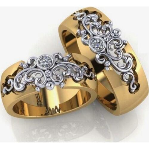 2020 Fashion Engagement Wedding Rings Big Crystal Rose Gold Hollow Out Designer Ring for Women Wedding Jewelry Wholesale