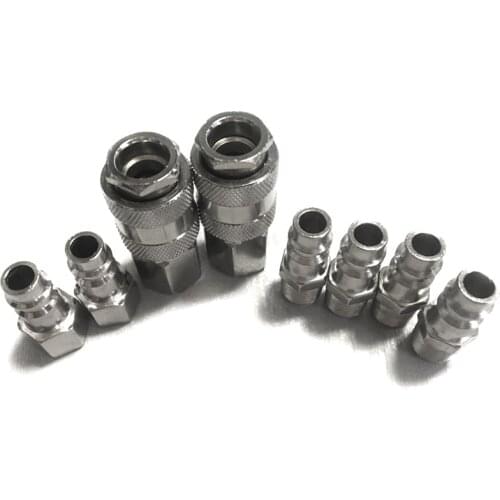 GTBL 8Pcs European Style 1/4inch NPT Quick Coupling Male and Female Set Quick Connector Kit Quick Coupler Air Hose Pneumatic Fit