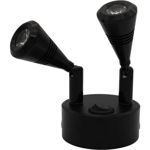 Recharging spot lamp,rotatable desk sitting ,ceiling ,glass battery lamp, 2W 6W double head wireless accent cabinet light