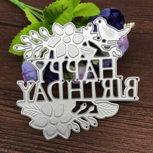 Happy Birthday Metal Cutting Dies Scrapbooking Embossing Cut Stencil DIY Christmas Decorative Handmade Card Mold
