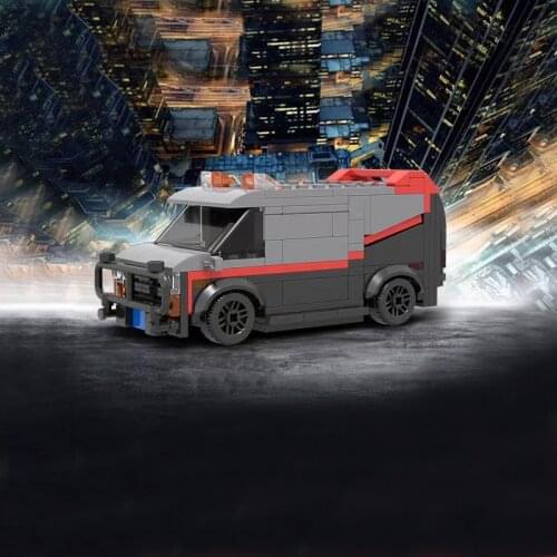 MOC A-Team GMC Vandura Van Classic TV high-tech Car MOC-20604 SWAT Team Truck City Police Vehicle Building Blocks Toys Gift
