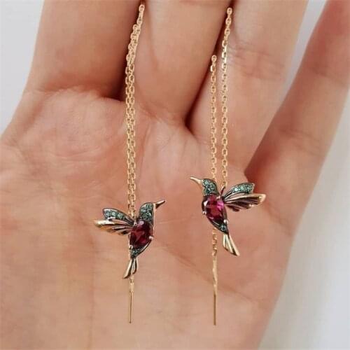 Fashion Bird Drop Long Hanging Earrings for Women Elegant Girl Tassel Earring Chain Line Stylish Jewelry Personality Gift