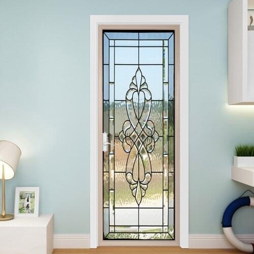 2pc/set Simulated Transparent Glass DIY Door Wall Stickers Home Decor Living Room Art Mural Peel & Stick Waterproof Wallpaper