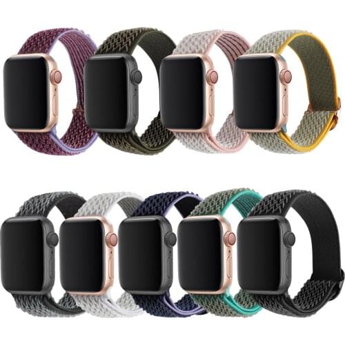 Nylon fabric Strap For Apple Watch band 44mm 40mm Adjustable wave pattern Elastic Bracelet for iWatch Series 6 SE 5 4 3 2 1