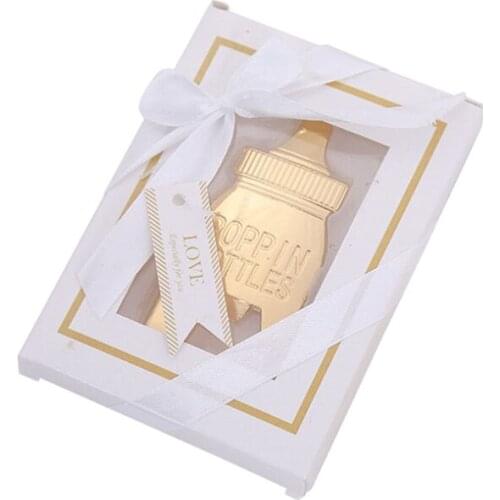 Bottle Opener Golden Nurser Bottle Opener Gold Feeding Bottle Beer Openers for Baby Shower Return Gifts for Guest Souvenirs