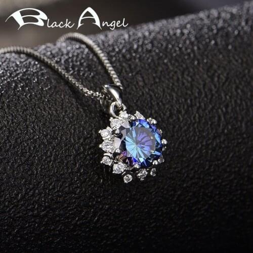 3 Carats 8 Hearts 8 Arrows Lab-Created Blue Moissanite Necklace For Women Wedding Fine Jewelry Inlaid Gemstone Pendant Choker