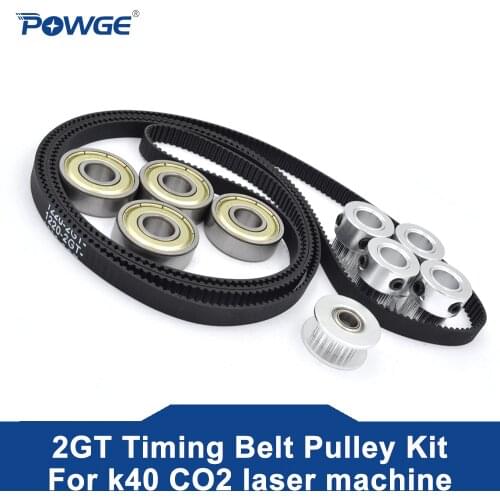 POWGE K40 CO2 laser engraving machine 20 teeth 2GT idler Pulley Bore 8mm Bearing 608ZZ 1220-2GT-6 belt bed levelling Motion kit