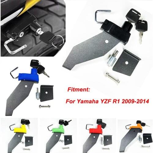 R1 Motorcycle Helmet Lock Mount Hook Side Anti-theft Security Alloy with 2 Keys Fits For Yamaha YZF R1 2009 2010 11 12 2013 2014