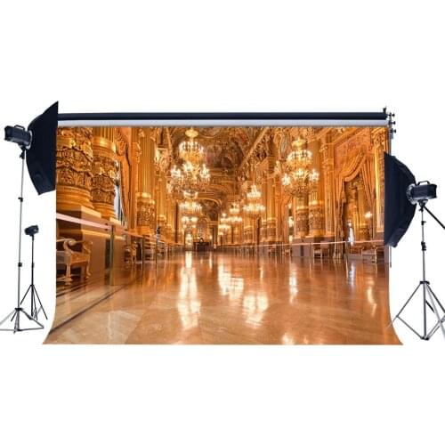 Luxurious Palace Backdrop Elegant European Golden Castle Backdrops Chandelier European Interior Photography Background