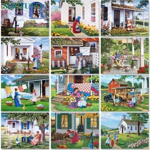SDOYUNO 60x75cm Paint By Numbers For Adult Scenery DIY Oil Painting By Numbers On Canvas Figure Frameless Number Painting Decor