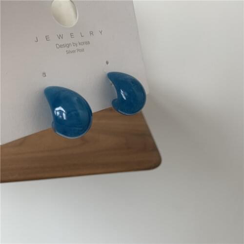 YAOLOGE For Women Blue Acrylic Stud Earrings Geometric Alloy Ear Accessories 2021 New Girls Fashion Party Jewelry Brincos Gift