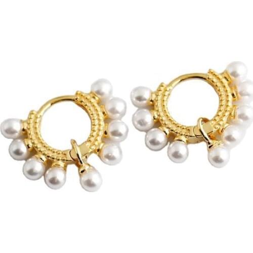 925 Sterling Silver Earring Fashion Punk pearl Ear Ring Ear Bone Nail C shape Earring Personality Trend Woman Girl Ear Jewelry
