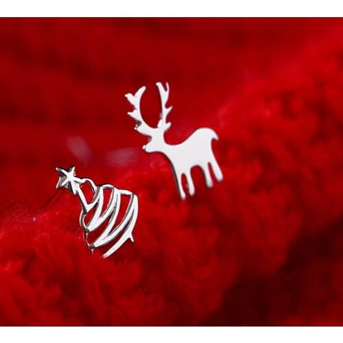 Cartoon Animal Deer Stud Earrings Small Snowflake Earing for Girls Kid Metal Christmas Jewelry Women pendientes Christmas Tree