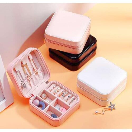 2021 Portable Single-layer Zipper Jewelry Storage Small Jewelry Box Simple Creative Earrings Earrings Ring Jewelry Storage Box