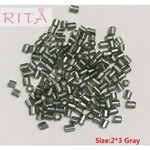 50g 2*3cm Gray Color Glass Brilliant Loose Seed Spacer Tube Beads For jewelry making DIY Garment Accessory
