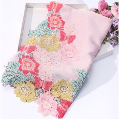 New Product Light Pink Cashmere Cashmere Scarf Shawl, Hand-cut Embroidery Lace Stitching