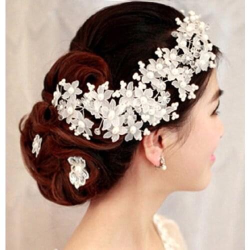 Tanpell White Pearl Bridal Hair Flower