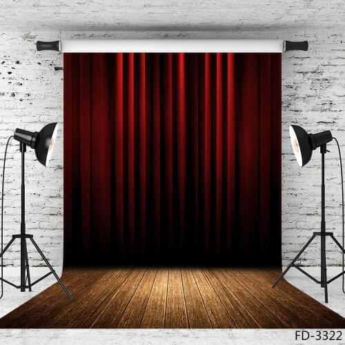 Dark Red Curtains Wooden Floor Photography Backdrops Stage Photo Background Drama Decor Photocall Photo Studio for Children Show